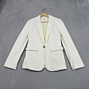 Boden Blazer Womens 4 White Eyelet Cotton One Button Tailored Lined UK 8 WE429